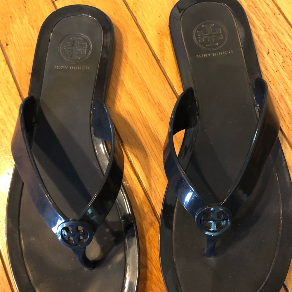 Tory Burch navy blue flip flops size 8